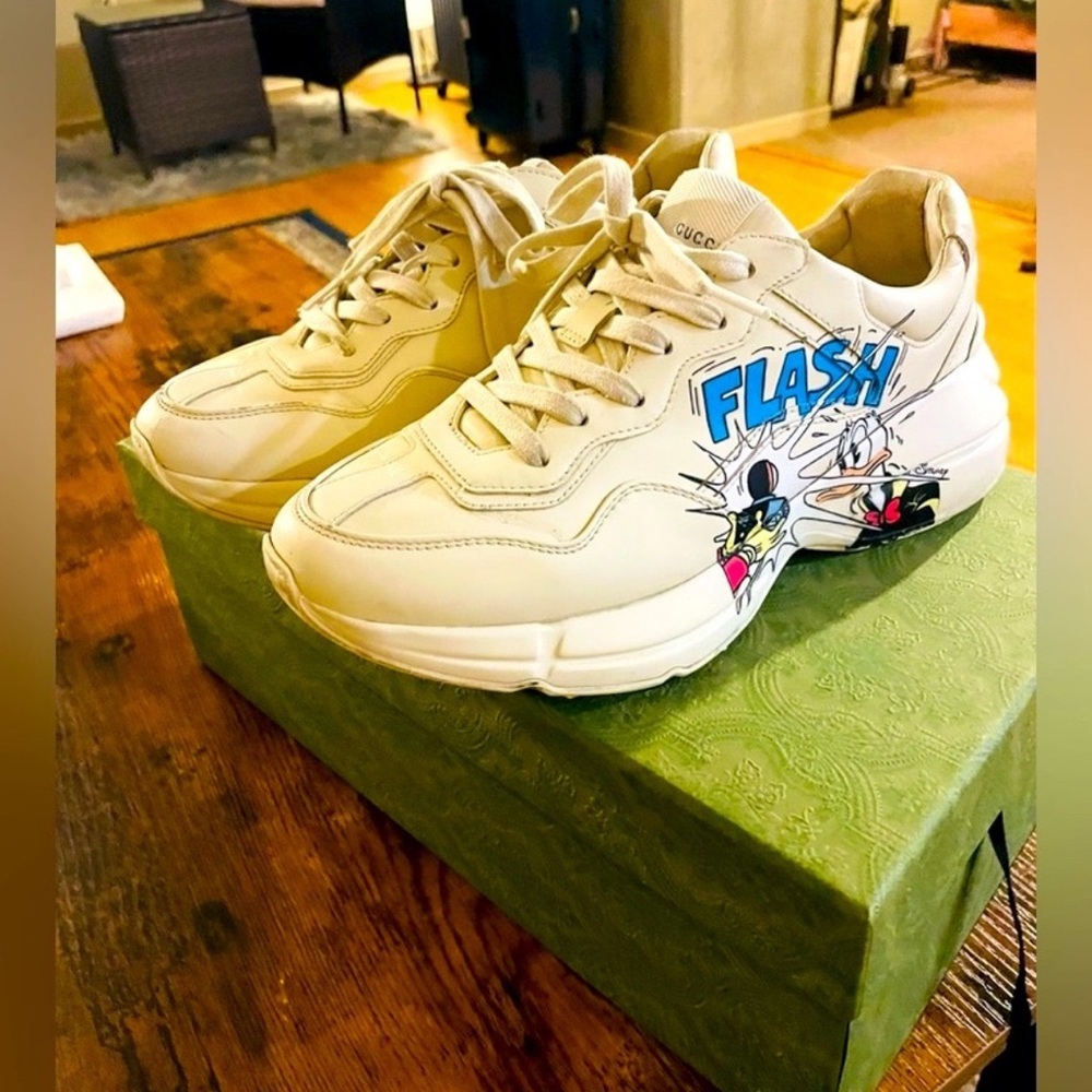 Gucci X Disney Rhyton Donald Duck Sneakers Shoes Size 8